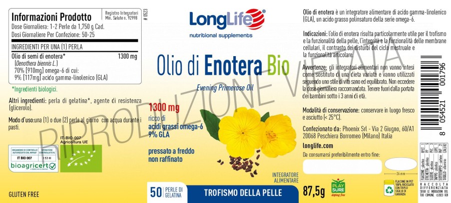 Wholesale Longlife Olio Di Enotera Bio 1300Mg